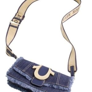 True Religion Crossbody Bag with Gold Closure and Fringe Detail
